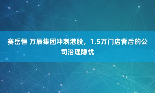 赛岳恒 万辰集团冲刺港股，1.5万门店背后的公司治理隐忧